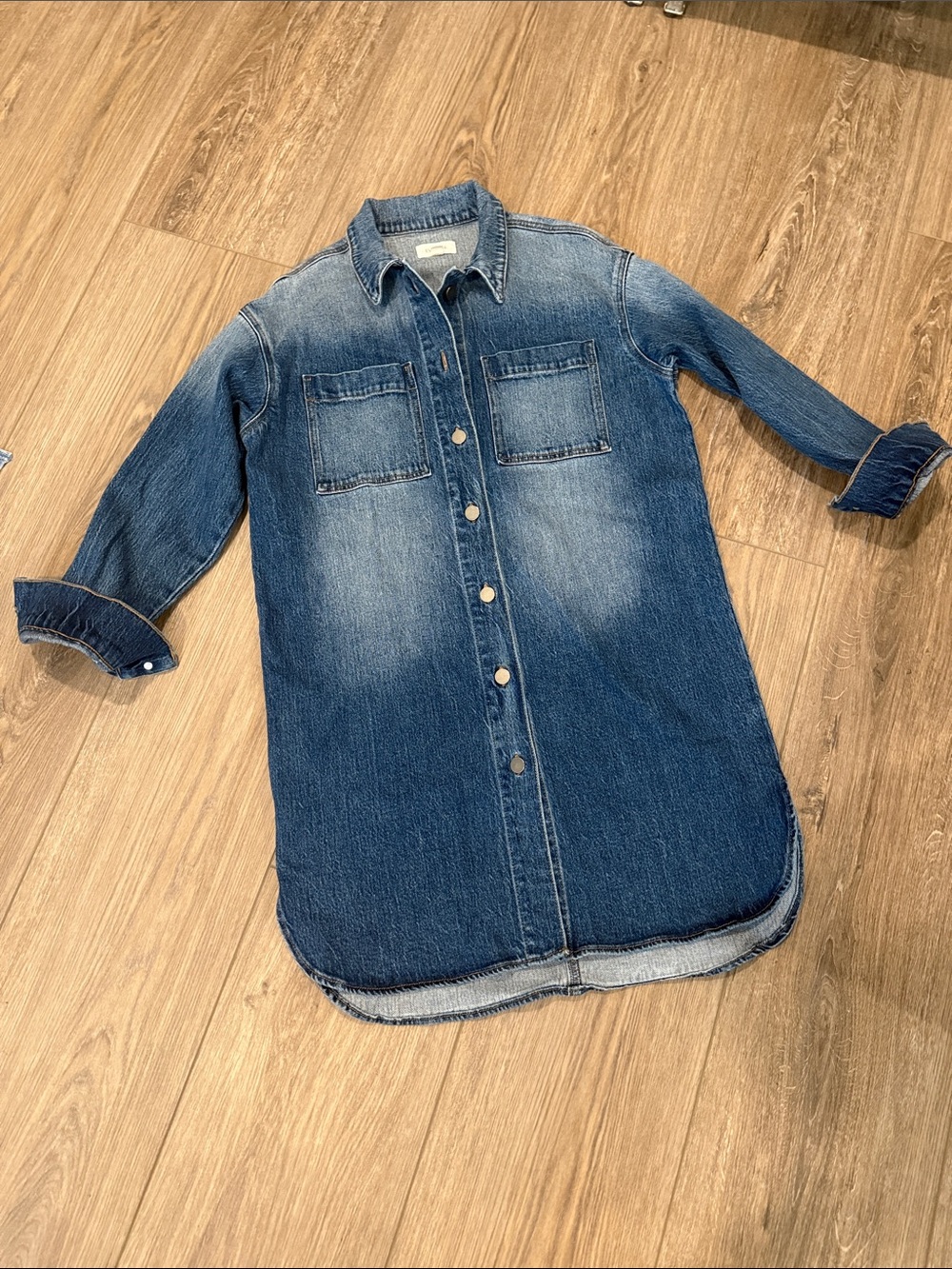 Evereve Denim Button-Down Shirt Dress - Blue